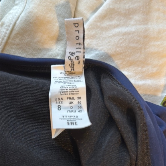 Super Cute Holypick Top & Gottex Bottom Teal/Navy Bikini Set Perforated Ruffle - Picture 14 of 15